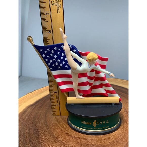 Hallmark 1996 Olympic Spirit Collection Gymnast Figurine with American Flag - Picture 8 of 10